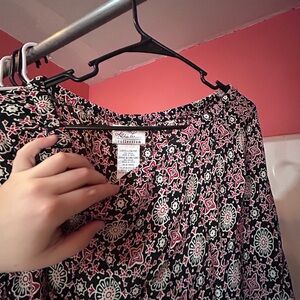 Kalli Collection Black Pink & White Maxi pants with Geometric Print size 12/14